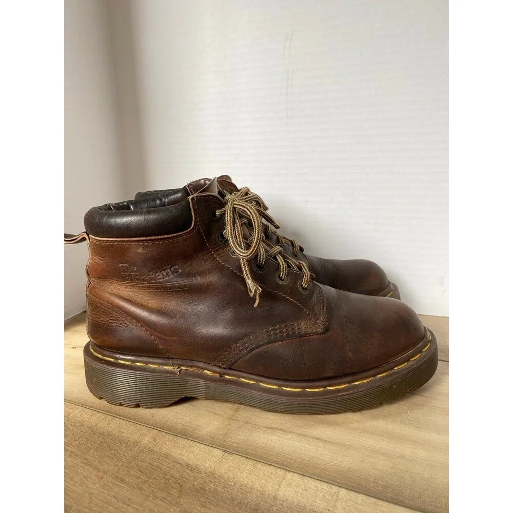 Vintage Dr. Martens Made in England Brown Leather Ankle Boots UK size 8